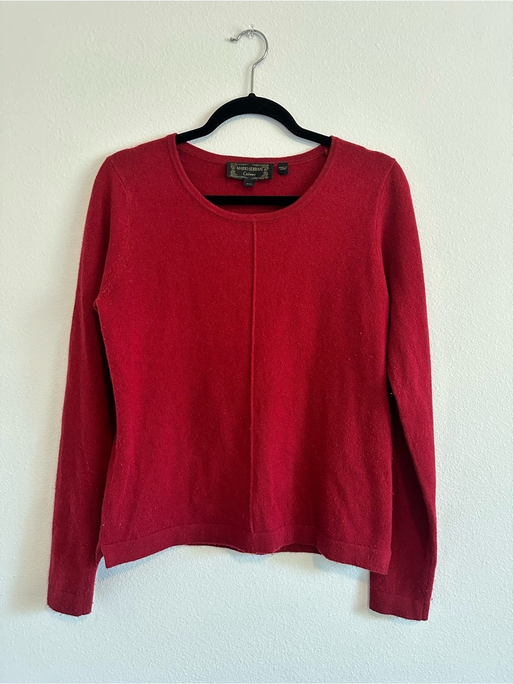 Womens 100% Cashmere Dark Wine Red Crewneck Pullover Sweater Size S Quiet Luxury